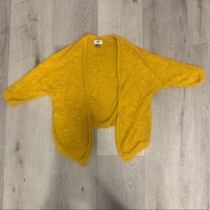 Yellow crop cardigan, loose knit, light knit, bolero